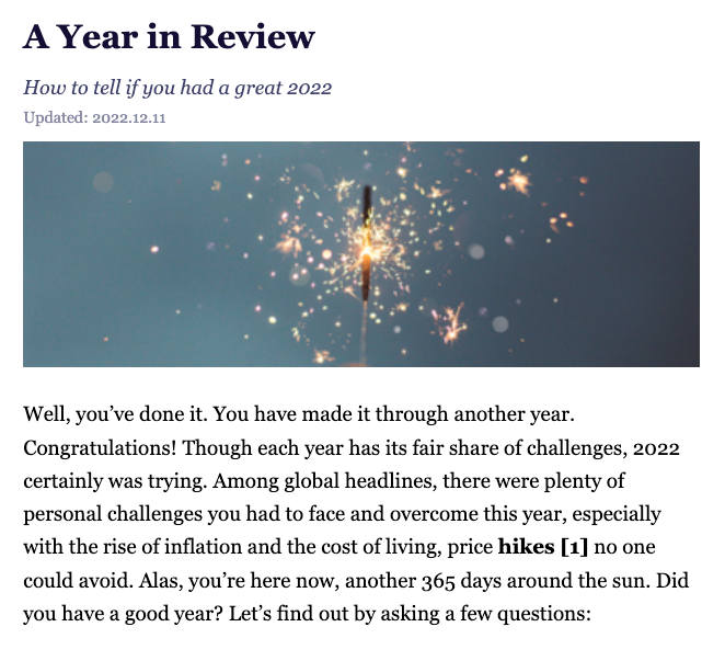 A year in review