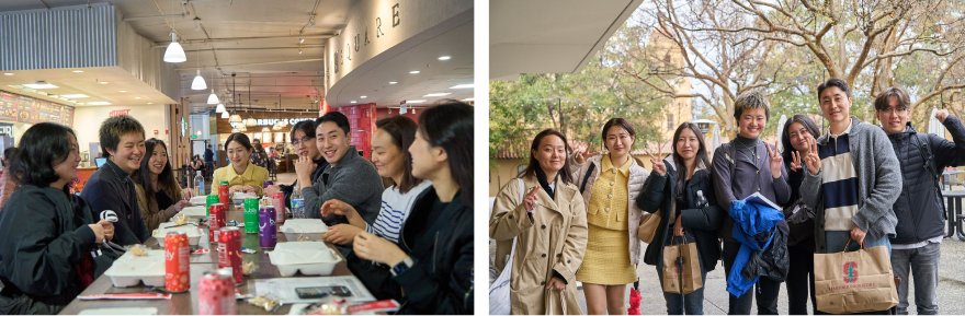 스탠포드에서 링글 고객과 튜터가 만나 점심먹는 모습.