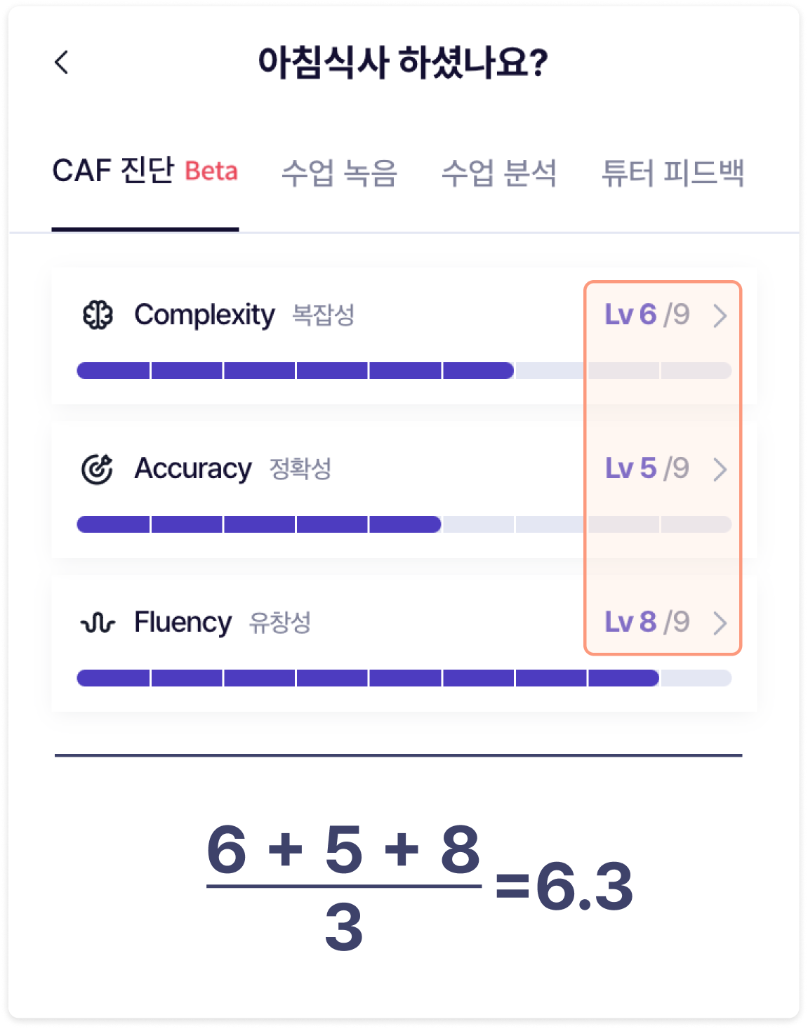 CAF 점수 환산방법 이미지