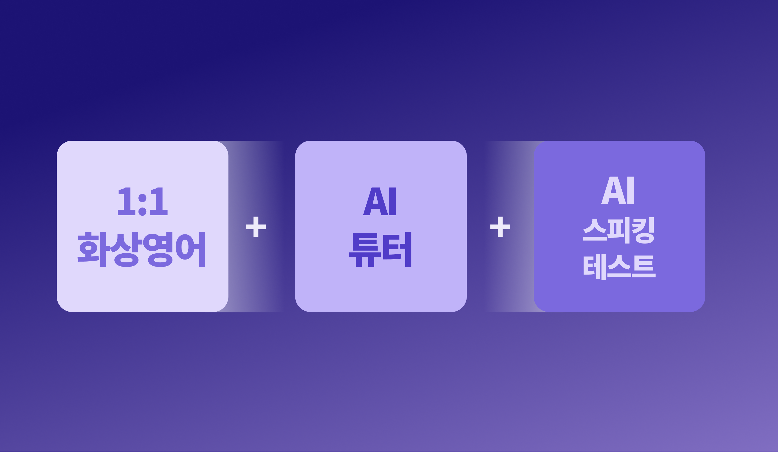 고객사가 링글의 “1:1 화상영어”, “AI 튜터”, “AI 스피킹테스트” 세 서비스를 모두 사용하고 있음을 표현하는 다이아그램.